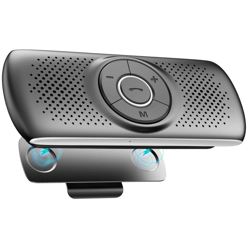 AGPTEK Car Speaker with Bluetooth 5.3, Hands Free Phone Kit for Calls, GPS & Music with TF Card Slot, Instant Connect, Siri Google Assistant Support Wireless Car Visor Clip Speakerphone (Black) - Image 1